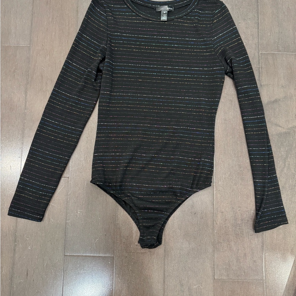 Aqua Black and and rainbow womens body suit